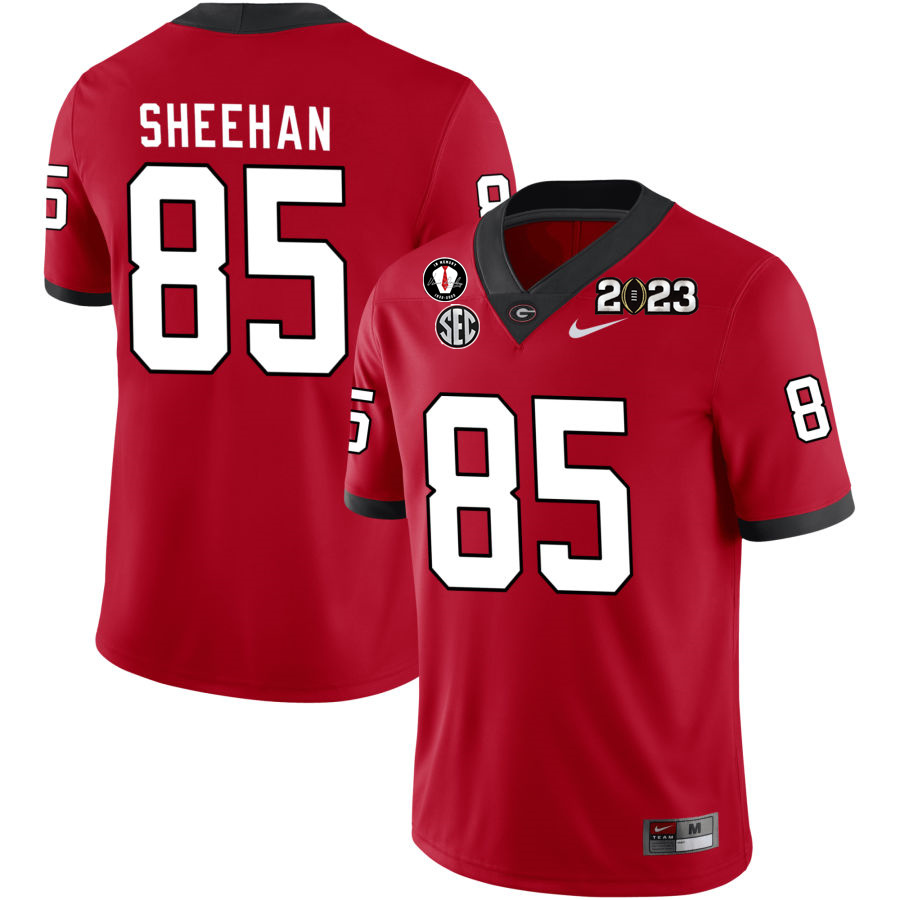 Georgia Bulldogs Men's Drew Sheehan #85 Red 2022-23 CTP National Championship Stitched College UGA Football Jersey 23MF016VN